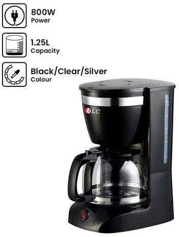 ماكينة صنع القهوة بفلتر للسوائل 1.25 لتر 800 وات DLC-CM7302 أسود\ساطع\فضي