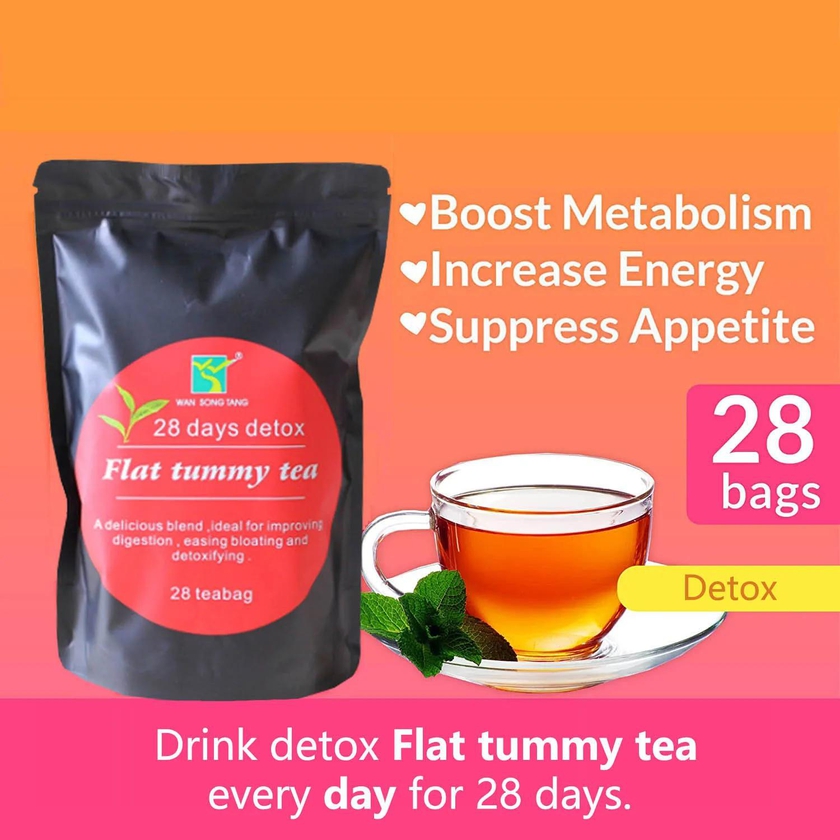 28 Days Detox Flat Tummy Tea, Improving Digestion, Easing Bloating and Detoxifying,28days flat tummy tea Slimming tea