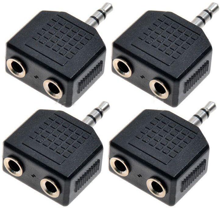 4pcs 3.5mm Audio Headphone Cable Cord Splitter Adapter Jack Y One to Two Stereo