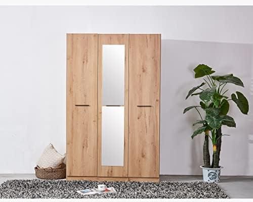 هوم بوكس خزانة ملابس بثلاثة أبواب مع مرآة من اوربان 59.6 × 216 × 136.6 سم، بني