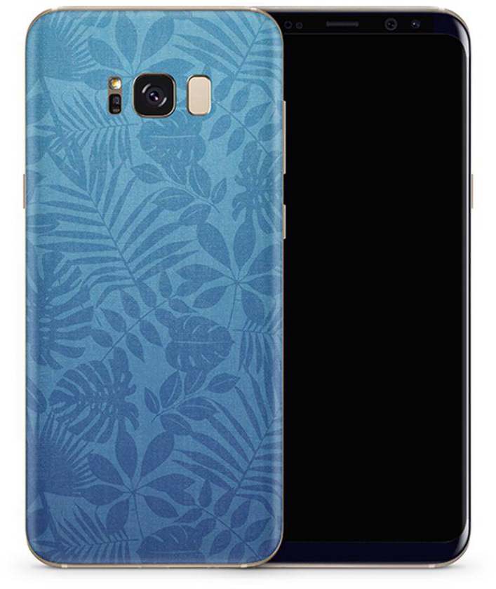 Vinyl Skin Decal For Samsung Galaxy S8 Blue Silhouette Pattern