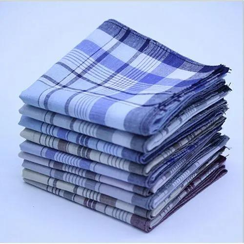 QUALITY 100% Cotton 12 Pack checked Handkerchiefs Unisex Handkerchief Towel Square Knit Sweat- Absorbent, Assorted Colors
