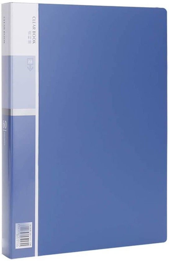 Lavish 60 Pocket File Folder Display Book Plastic A4 Paper Office Document Holder Durable Blue Assorted