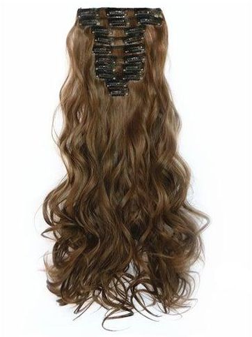 12-Piece Long Curly Hair Extension Brown 55cm