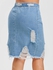 Plus Size Ripped Denim Skirt - L