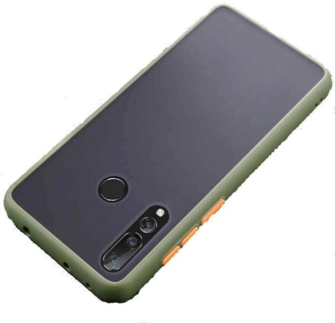 Fashion Case Charcoal Back Cover For Huawei Y7P - Green/Orange