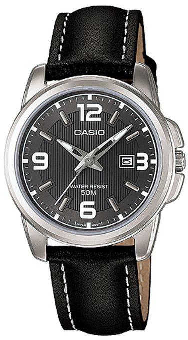 Casio Casio Women's LTP1314L-8AV Black Leather Quartz Watch with Black Dial