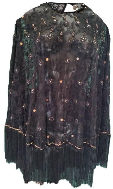 Black Net Shrug Top Blouse Cape For Special Occasions