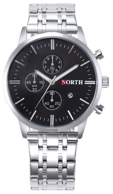 Duoya North Calendar Quartz Wrist Watch Stainless Steel Bracelet Men Watch-Black