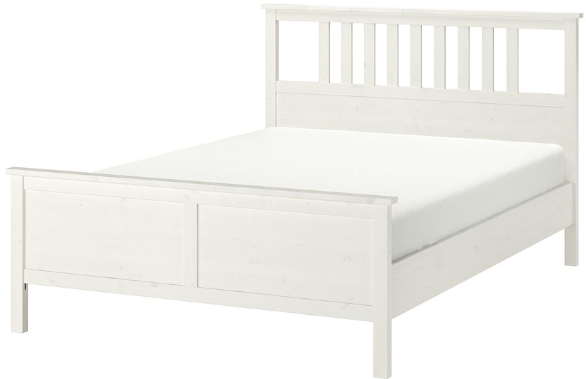 HEMNES Bed frame - white stain/Leirsund 180x200 cm