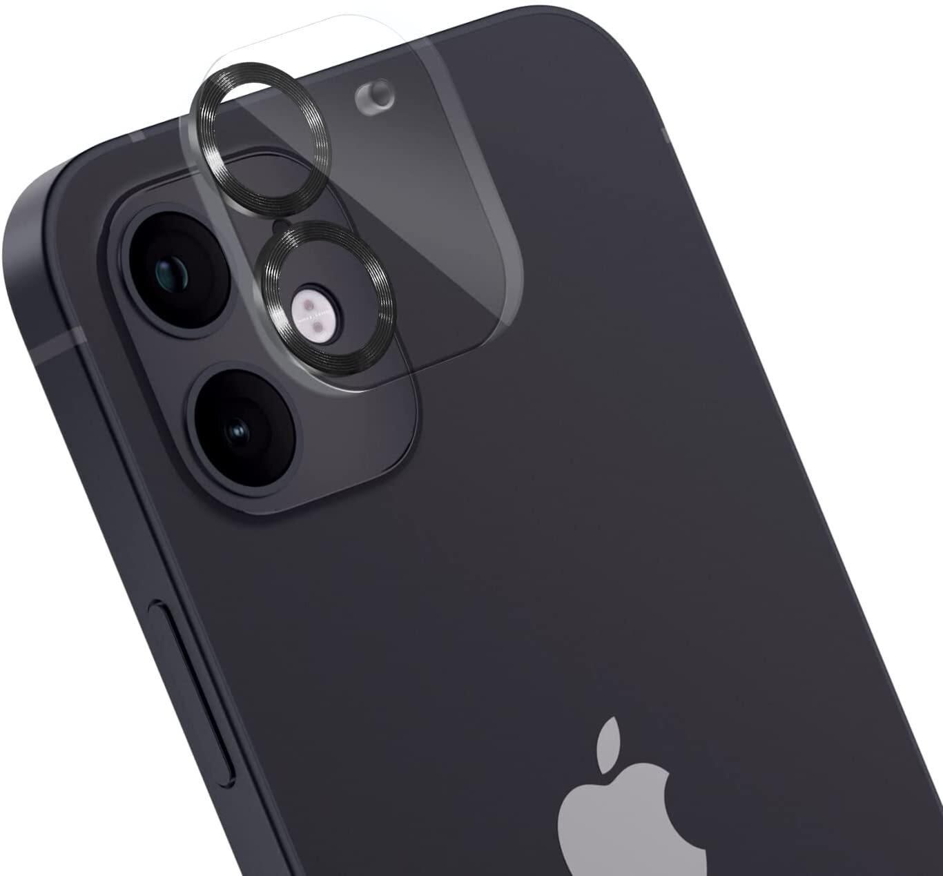 Moxedo Camera Lens Protector, 9H Tempered Glass, Scratch Resistant Aluminum Alloy Frame Camera Cover Screen Protector Compatible for iPhone 11/12 Mini 5.4 inch (EERIE BLACK)