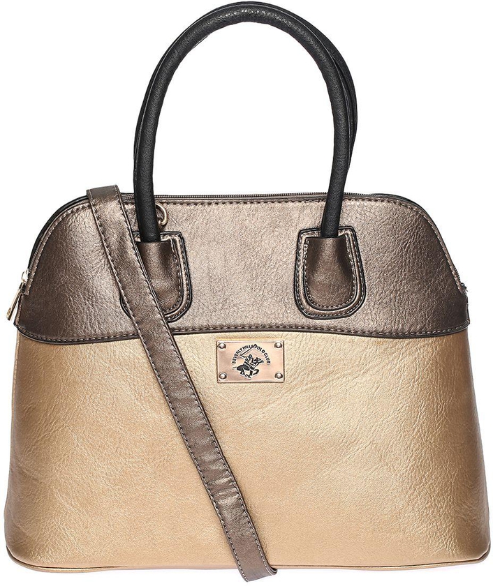 Beverly Hills Polo Club BH9400M Satchel Bag for Women - Gold/Pewter/Black