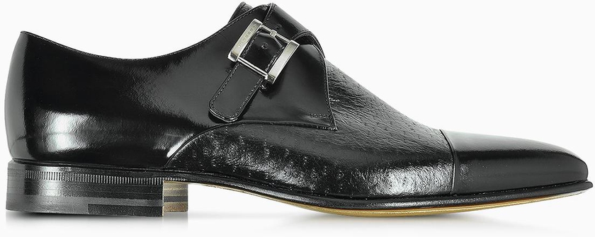 Moreschi - Nancy Black Peccary Leather Monk Strap Shoes