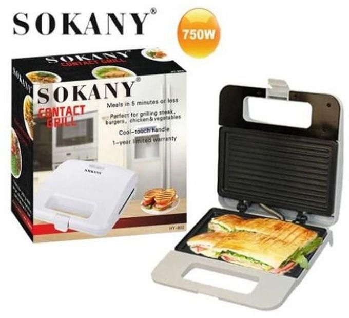 Sokany Sokany شواية وصانع ساندويتش سوكاني - 750 وات - شواء مثالي في 5 دقائق أو أقل HY-802