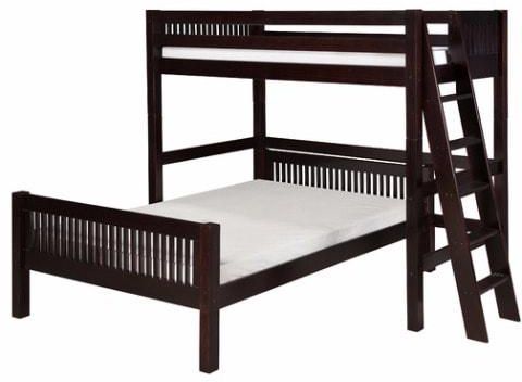 Cappuccino Twin Over Full L Shaped Bunk, Twin Over Full L Shaped Bunk Bed