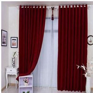 Generic MAROON Curtain (3M) (2Panels,each 1.5M) +FREE SHEER