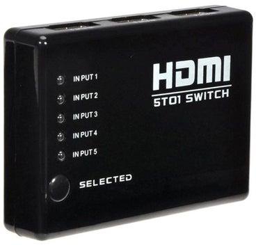 موزع HDMI بـ5 منافذ مع جهاز تحكم عن بعد أسود/فضي