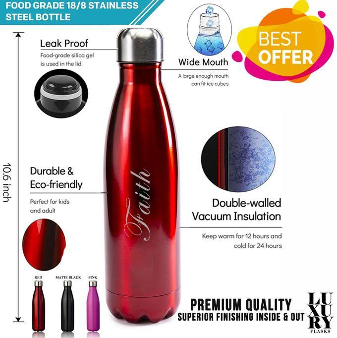 FAITH Stainless Steel Water Bottle 500ML - Perfect To Go