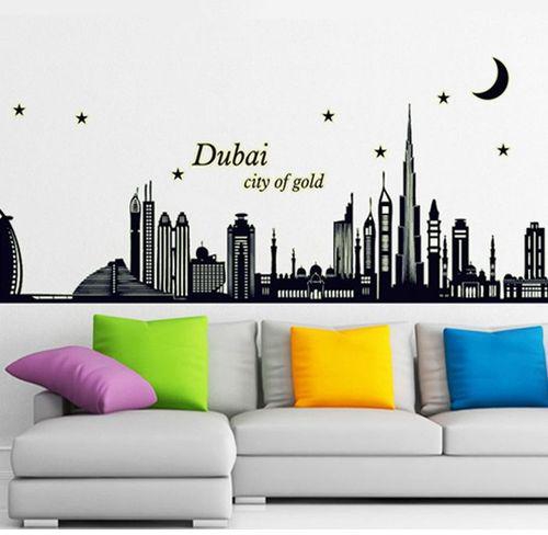Generic Dubai City Of Gold Wall Sticker 3D Removable Wallpaper For Home Livingroom Decor Vinyl Wall Sticker