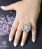 3Diamonds خاتم وردة للنساء مطلي بالبلاتين عالية الجودة ومرصع بحجر الزركون - سيلفر