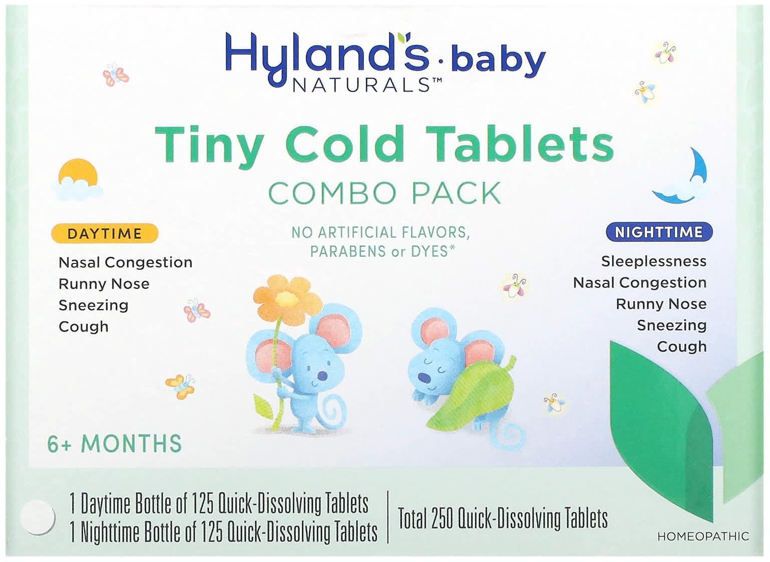 Hyland's‏, Baby, Tiny Cold Tablets Combo Pack, Daytime/Nighttime, 6+ Months, 250 Quick-Dissolving Tablets