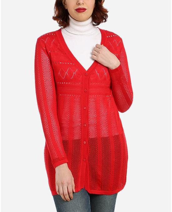 Bella Donna Knit Ajour Cardigan - Red