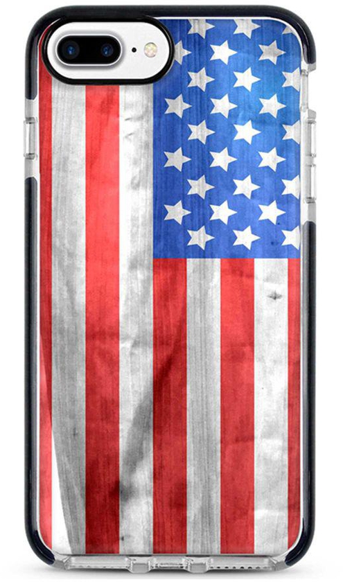 Protective Case Cover For Apple iPhone 8 Plus USA Grunge Flag Full Print