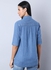 Three-Quarter Sleeve Denim Tunic Top Medium Blue