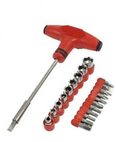 As Seen on TV 24×1T-bar HandleScrewdriver with Bits & Sockets - 24 Pcs red