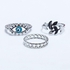3pcs Set Silver Ring For Women - 06 - Evil Eyes Vintage Ring,Olive Women Ring