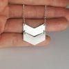 Chevron Necklace Sterling Silver Chain Double V Necklace