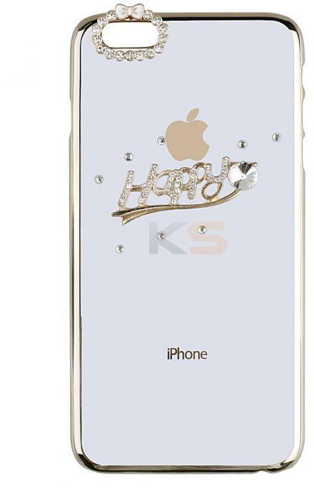Happy Words Style with Crystal Diamond Plastic Protective Back Case for iPhone 6 Plus