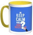 Keep Calm And Ask Questions Printed Coffee Mug Blue/White/Yellow