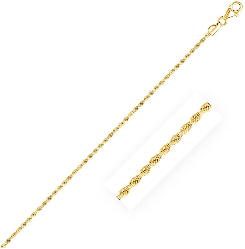 2.0mm 10k Yellow Gold Solid Diamond Cut Rope Chain-rx64394-18