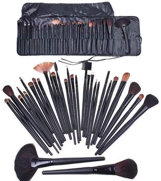 Beauty Makeup Brush Set 32PCS Black Cosmetic Brushes Kit   Pouch Bag Case