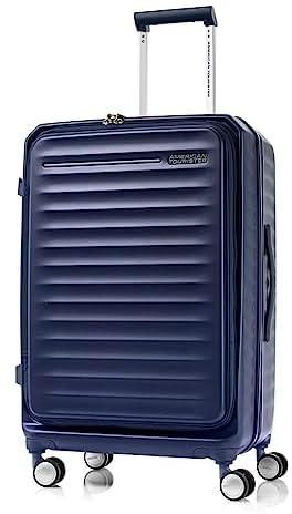 American Tourister Frontec Hard Large Size Check-In Luggage Bag, Spinner wheels, (Material :polycarbonate), TSA Combination Lock, Expandable, 79 cm/31 Inch, Navy Color, 3 year Global Warranty