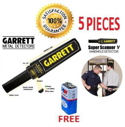 Garret (5-PIECES) SUPPER Scanner Hand-Held Metal Detector+ FREE 9 Volts Battery