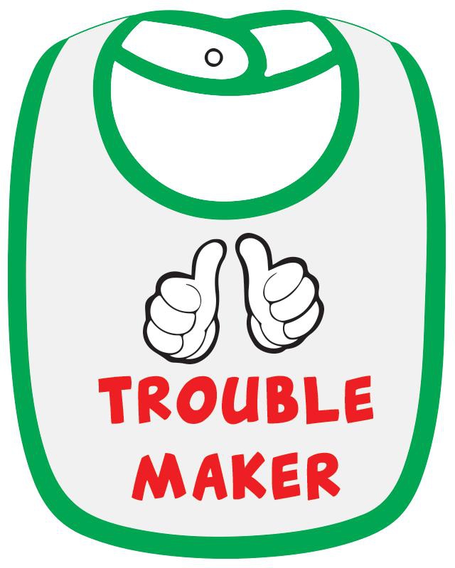 Twinkle Hands White/Green Trouble Maker Baby Bib- Babystore.ae
