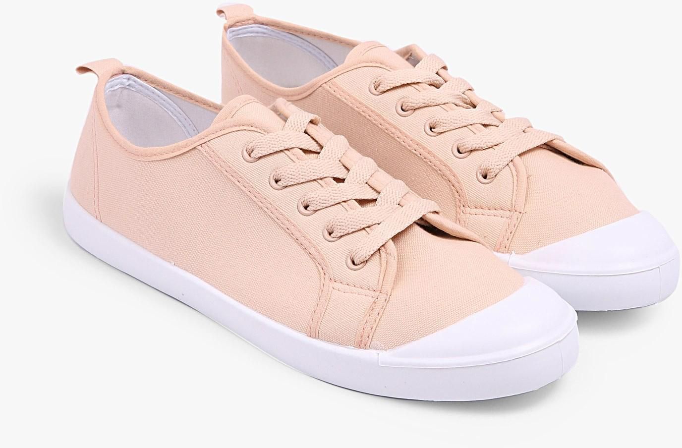 Pink Canvas Lace-Up Sneakers