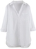 Women's Linen Shirts Button Down V Neck Shirt Long Sleeve Blouse Casual Plain Tops with Pockets (L)