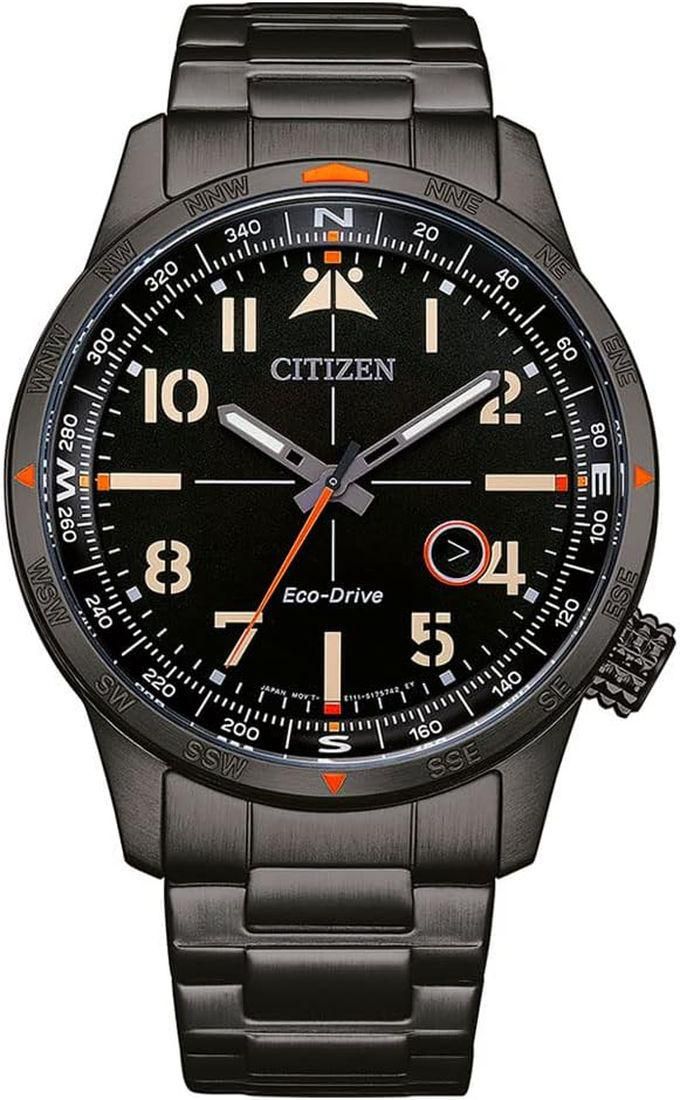 Citizen Watches ساعة سيتيزن ايكو درايف BM7555-83E للرجال تعمل بالطاقة الشمسية باللون الأسود، سوار
