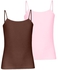 Silvy Set Of 2 Camisoles For Girls - Brown Pink, 8 - 10 Years