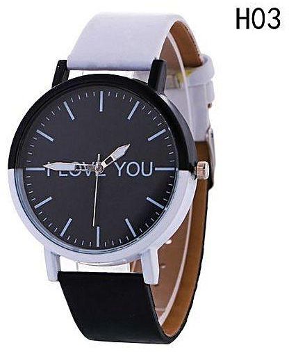 Fashion Hequeen 2018 NEW Women Boys Girls Neutral Black And White Lover I LOVE YOU Fashion Pattern In Leather Quartz Wrist Watch Dropshipping