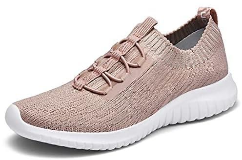 konhill Women's Comfortable Walking Shoes - Tennis Athletic Casual Slip on Sneakers, 2122 Apricot, 6