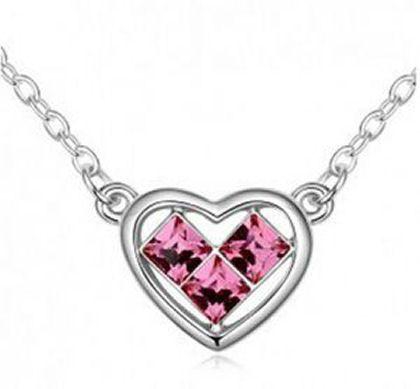 Heart Necklace White Gold Plated
