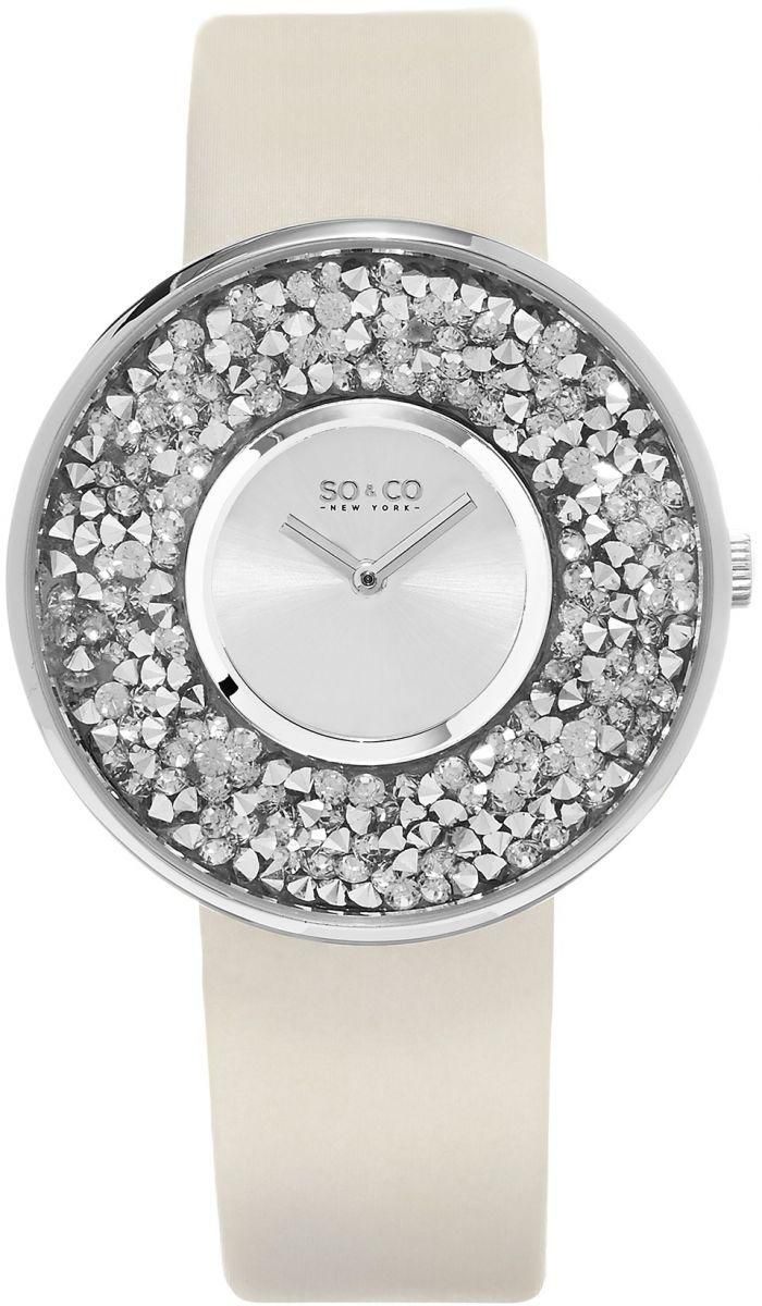 SO&CO New York Women's Silver Dial Leather Band Watch - 5223.1