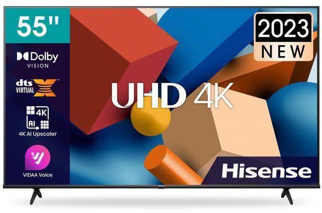 Hisense 55'' Inch Smart UHD 4K Frameless LED TV, YouTube, Netflix - Black