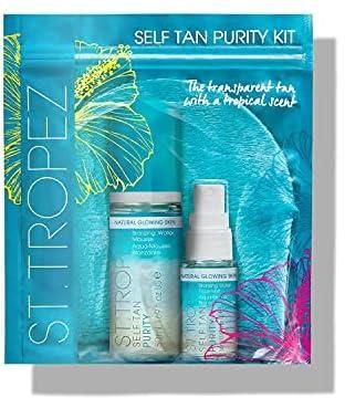 St. Tropez Self Tan Purity Mini Kit, Self Tanning Set for a Healthy Glow, 100% Clean Water Tanning Mousse and Face Mist, Vegan-Friendly with Tropical Scent, Natural Golden Self Tanner, 1ct
