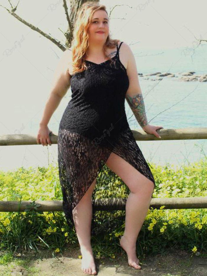 Plus Size Convertible Beach Sheer Lace Maxi Cover Up Wrap Dress - 3xl