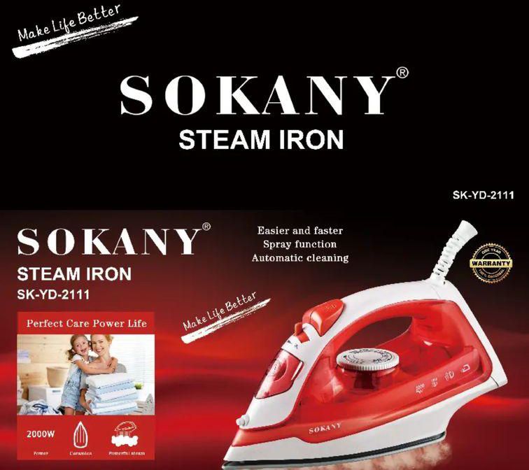 Sokany SK-YD-2111/مكواة بخار (بخار / جاف / بخاخ / تنظيف تلقائي) 2000 وا -أحمر